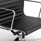 Fauteuil de bureau ergonomique côtelé en cuir véritable avec dossier bas - N/A