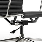 Fauteuil de bureau ergonomique côtelé en cuir véritable avec dossier bas - N/A