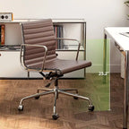 Fauteuil de bureau ergonomique côtelé en cuir véritable avec dossier bas - N/A