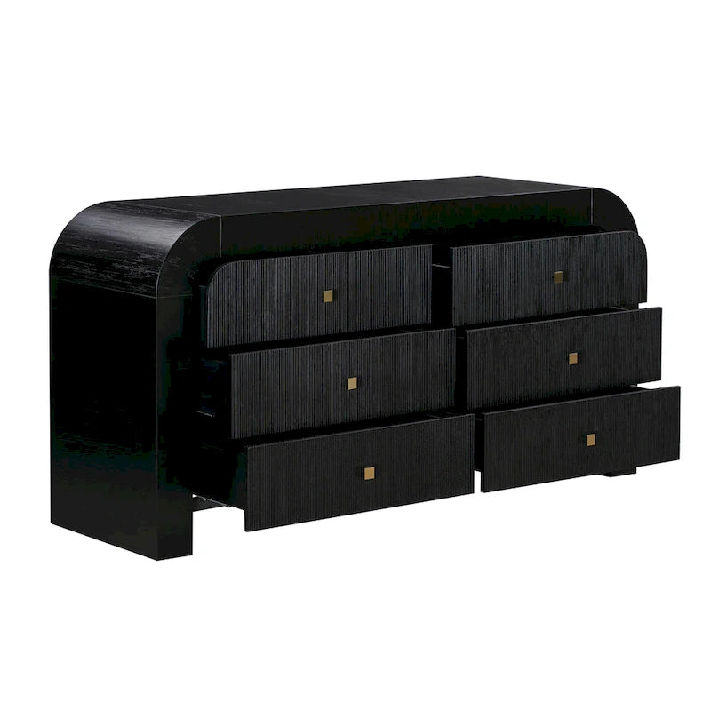 Commode à 6 tiroirs avec finition acacia