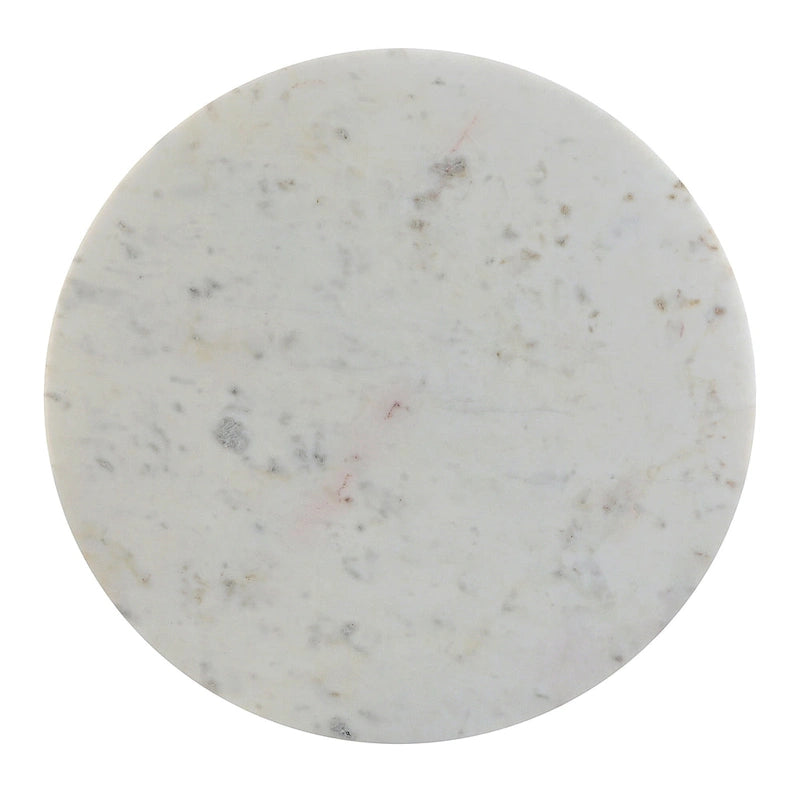 Table basse ronde de 30 pouces en marbre avec structure en métal, blanc et noir