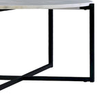 Table basse ronde de 30 pouces en marbre avec structure en métal, blanc et noir