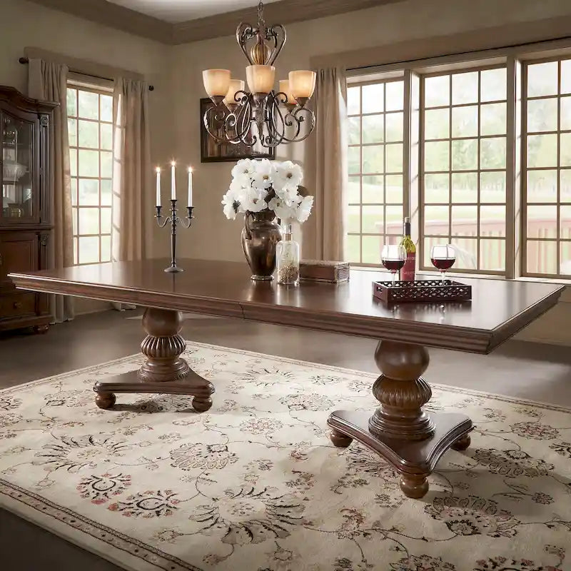 Constantinople Double Pedestal Dining Table with Extending Leaf by 