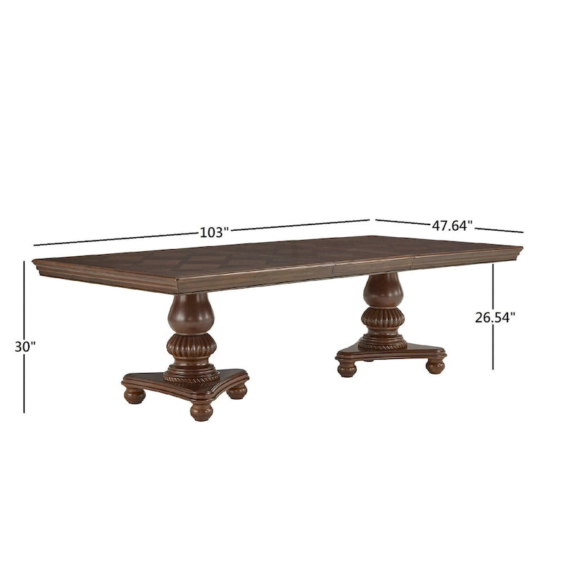 Table à manger double piédestal avec rallonge