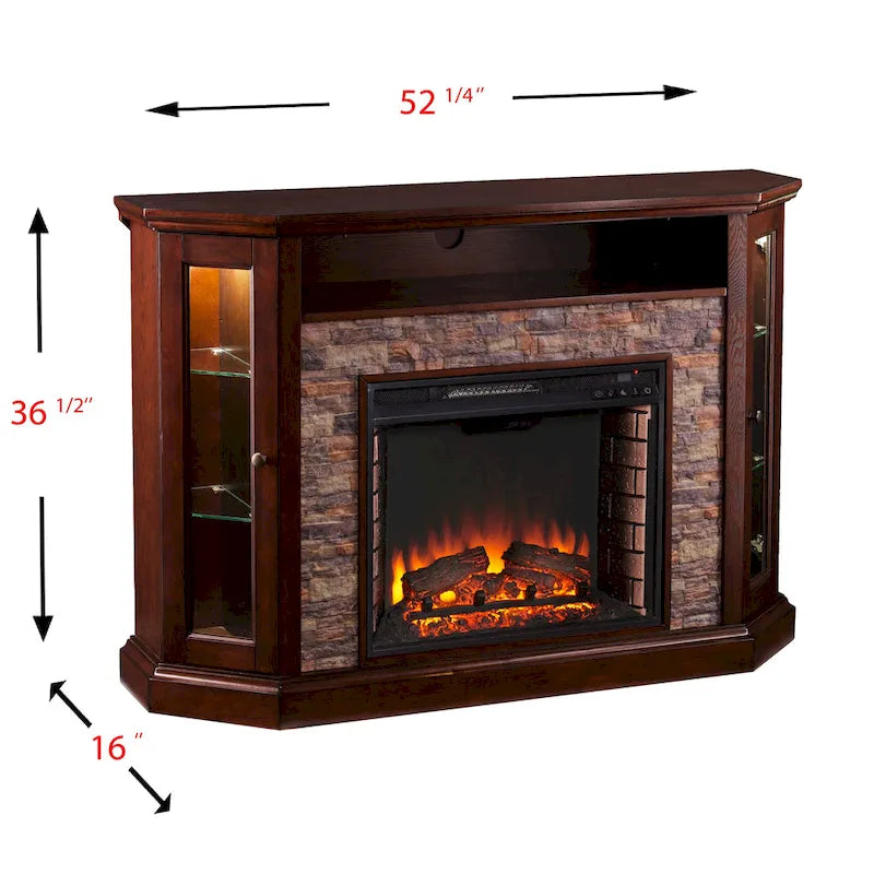 Meuble TV d'angle électrique Hermon Faux Stone pour téléviseurs jusqu'à 50 pouces