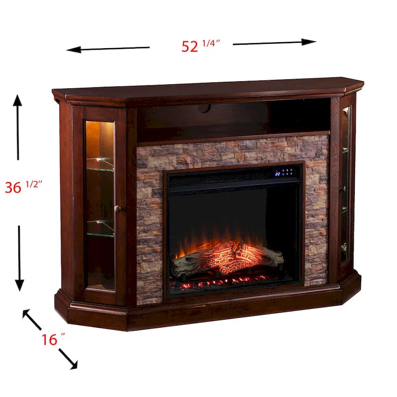 Meuble TV d'angle électrique Hermon Faux Stone pour téléviseurs jusqu'à 50 pouces