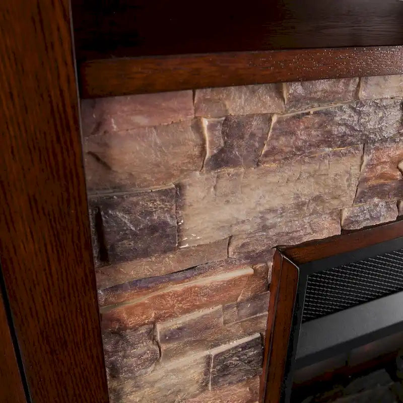Meuble TV d'angle électrique Hermon Faux Stone pour téléviseurs jusqu'à 50 pouces