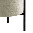 Pouffe moderne en mousse de 18 po, fausse peau de mouton beige, pieds en métal noir mat