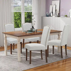 Lot de 2 chaises de salle à manger, chaises de salle à manger rembourrées en tissu avec cadre en bois massif et cloutage décoratif