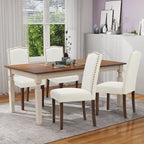 Lot de 2 chaises de salle à manger, chaises de salle à manger rembourrées en tissu avec cadre en bois massif et cloutage décoratif