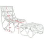 Ensemble de fauteuil et d'ottoman en osier blanc