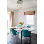 Lot de 2 Chaises de Salle à Manger Modernes en Plastique Moulé DSW sans Accoudoirs de Couleur Pyramide avec Pieds Eiffel en Fil Chromé
