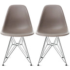 Lot de 2 Chaises de Salle à Manger Modernes en Plastique Moulé DSW sans Accoudoirs de Couleur Pyramide avec Pieds Eiffel en Fil Chromé