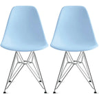 Lot de 2 Chaises de Salle à Manger Modernes en Plastique Moulé DSW sans Accoudoirs de Couleur Pyramide avec Pieds Eiffel en Fil Chromé