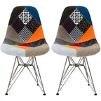 Lot de 2 Chaises de Salle à Manger Modernes en Plastique Moulé DSW sans Accoudoirs de Couleur Pyramide avec Pieds Eiffel en Fil Chromé