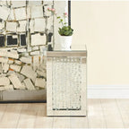 Table d'appoint en cristal de 12 pouces avec finition miroir clair