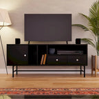 Meuble TV Credenza 2 tiroirs 4 étagères avec pieds en fer