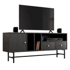 Meuble TV Credenza 2 tiroirs 4 étagères avec pieds en fer