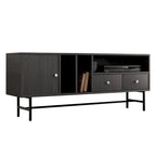 Meuble TV Credenza 2 tiroirs 4 étagères avec pieds en fer