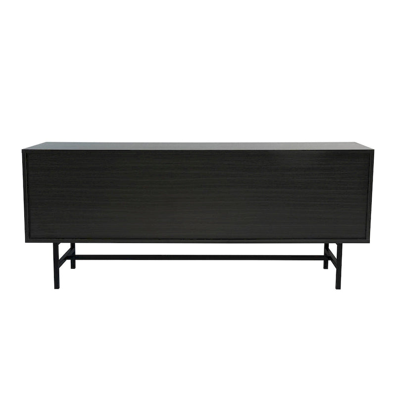 Meuble TV Credenza 2 tiroirs 4 étagères avec pieds en fer