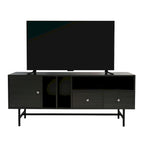 Meuble TV Credenza 2 tiroirs 4 étagères avec pieds en fer