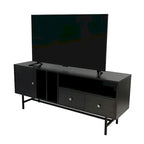 Meuble TV Credenza 2 tiroirs 4 étagères avec pieds en fer