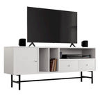 Meuble TV Credenza 2 tiroirs 4 étagères avec pieds en fer