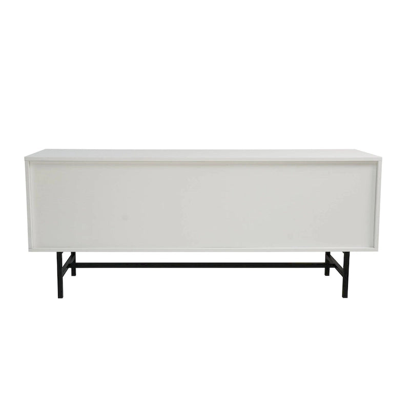 Meuble TV Credenza 2 tiroirs 4 étagères avec pieds en fer