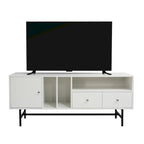 Meuble TV Credenza 2 tiroirs 4 étagères avec pieds en fer