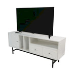 Meuble TV Credenza 2 tiroirs 4 étagères avec pieds en fer