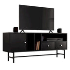 Meuble TV Credenza 2 tiroirs 4 étagères avec pieds en fer