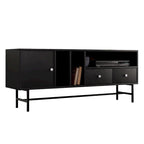 Meuble TV Credenza 2 tiroirs 4 étagères avec pieds en fer