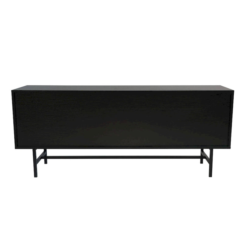 Meuble TV Credenza 2 tiroirs 4 étagères avec pieds en fer