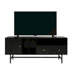 Meuble TV Credenza 2 tiroirs 4 étagères avec pieds en fer