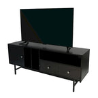 Meuble TV Credenza 2 tiroirs 4 étagères avec pieds en fer