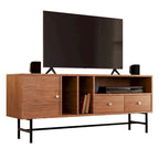 Meuble TV Credenza 2 tiroirs 4 étagères avec pieds en fer
