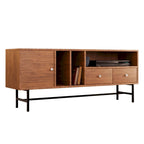 Meuble TV Credenza 2 tiroirs 4 étagères avec pieds en fer