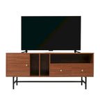 Meuble TV Credenza 2 tiroirs 4 étagères avec pieds en fer