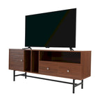 Meuble TV Credenza 2 tiroirs 4 étagères avec pieds en fer