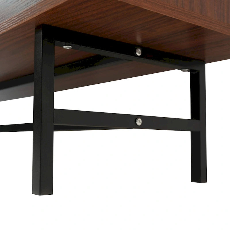 Meuble TV Credenza 2 tiroirs 4 étagères avec pieds en fer