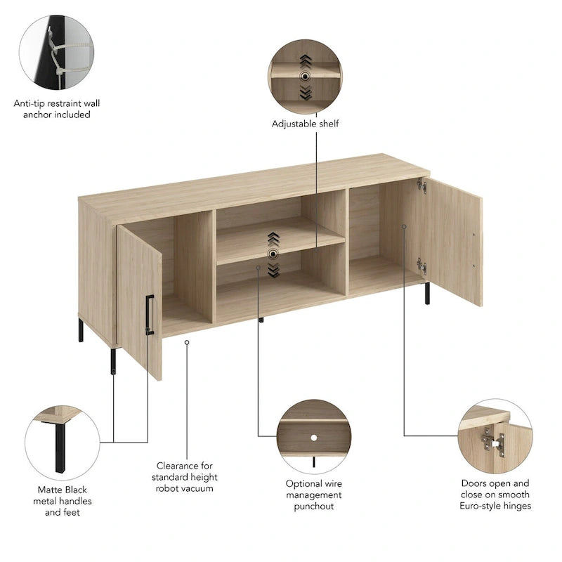 Meuble TV Essence 58W avec portes et étagères
