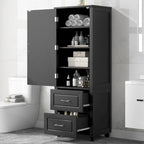 Meuble de rangement haut de salle de bain de 156 cm, deux tiroirs et étagère réglable