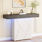 43.3 Table console sur pied de ferme, Table de canapé pour salon, Table d'entrée pour vestibule, Bureau étroit