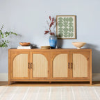 Buffet cannelé moderne de 70 pouces avec portes arquées
