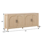 Buffet cannelé moderne de 70 pouces avec portes arquées
