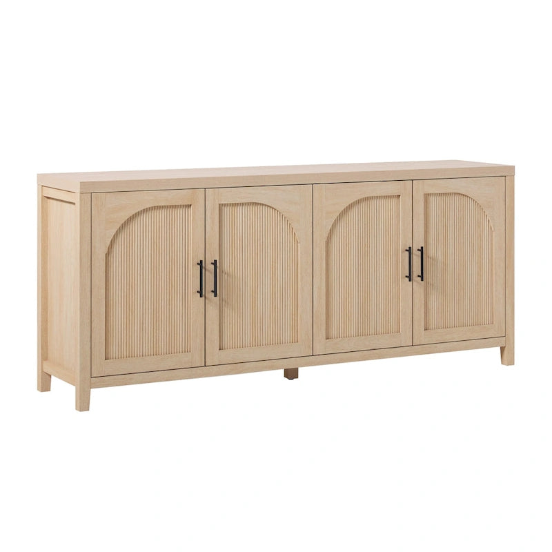 Buffet cannelé moderne de 70 pouces avec portes arquées