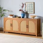 Buffet cannelé moderne de 70 pouces avec portes arquées