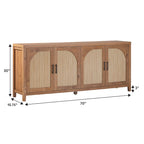Buffet cannelé moderne de 70 pouces avec portes arquées
