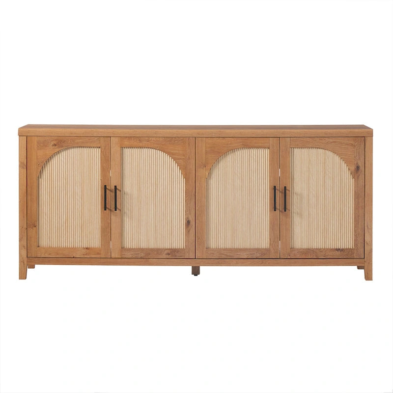 Buffet cannelé moderne de 70 pouces avec portes arquées